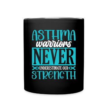 Asthmakrieger Unterschätzen Nie Den Asthmakämpfer - Tasse einfarbig - Schwarz - Vorne