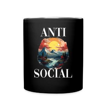 Antisozial Wandern Wanderung für eine Wanderer - Tasse einfarbig - Schwarz - Vorne