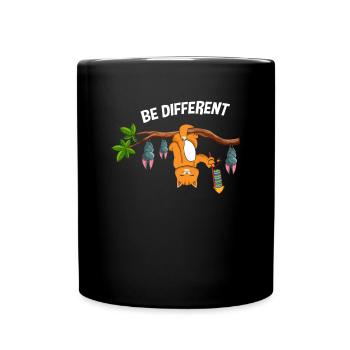 Be Different Katze mit Fledermäusen - Tasse einfarbig - Schwarz - Vorne