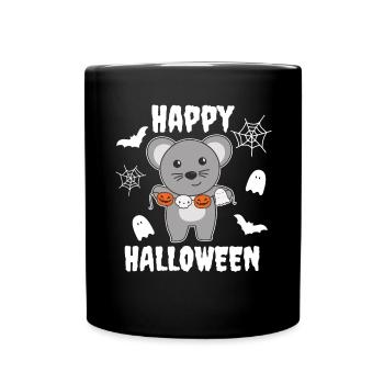 Maus Happy Halloween Kürbis Geist Kostüm - Tasse einfarbig - Schwarz - Vorne