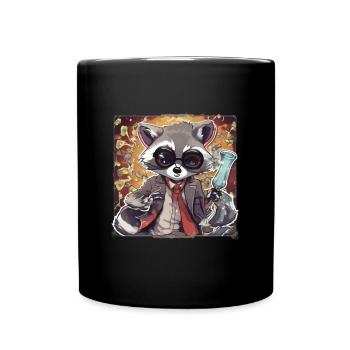 Waschbär - Tasse einfarbig - Schwarz - Vorne