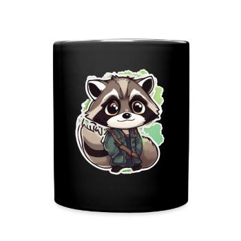 Waschbär - Tasse einfarbig - Schwarz - Vorne