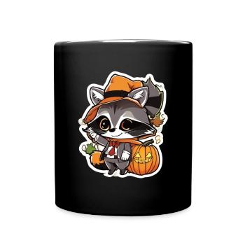 Waschbär Halloween Waschbär Kostüm Tiere - Tasse einfarbig - Schwarz - Vorne