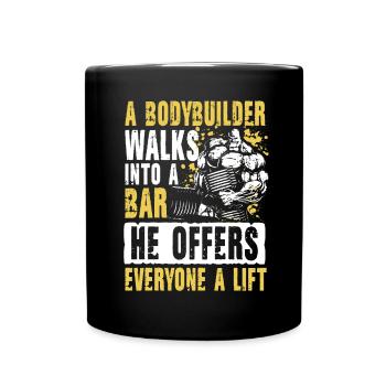 A Bodybuilder Walks Into A Bar - Tasse einfarbig - Schwarz - Vorne