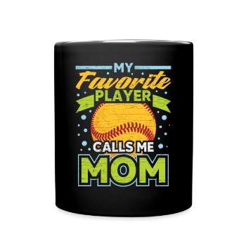 Softball Baseball Mama Mutter Geschenk - Tasse einfarbig - Schwarz - Vorne