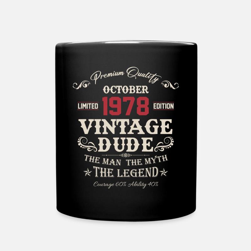 Oktober 1978 Vintage Geburtstag Geschenk - Tasse einfarbig - Schwarz