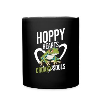 Funny Hoppy Heart Croaky Souls Frog Herpetologist - Tasse einfarbig - Schwarz - Vorne