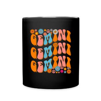 Retro Hippie Zwillinge Geburtstag - Tasse einfarbig - Schwarz - Vorne