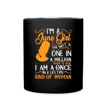 Ich bin ein Juni-Mädchen Schwarze Frauen Zwillinge - Tasse einfarbig - Schwarz - Vorne