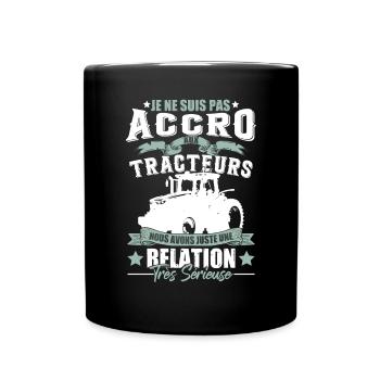 Dicton drôle de tracteur - Mug uni - noir - Devant