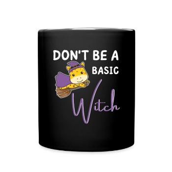 Giraffe Halloween Hexen don't be a basic witch - Tasse einfarbig - Schwarz - Vorne