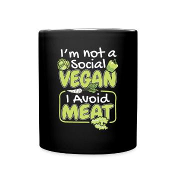 I'm Not A Social Vegan Vegan Vegans Plant-Based - Full Colour Mug - black - Front