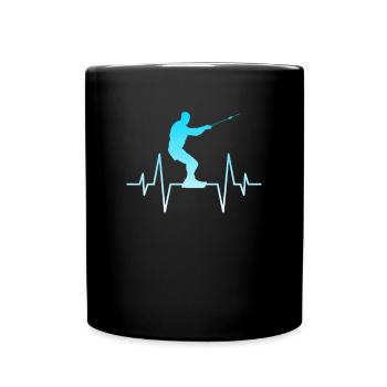 Kite Surfen Herzschlag - Tasse einfarbig - Schwarz - Vorne