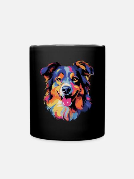 Australian Shepherd Colorful Aussie - Tasse einfarbig - Schwarz