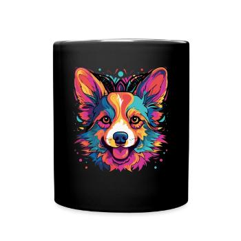 Welsh Corgi Colorful - Tasse einfarbig - Schwarz - Vorne
