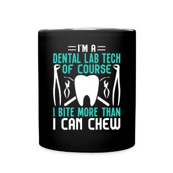 Drôle de technicien de laboratoire dentaire mord plus qu’il ne mâche - Mug uni - noir - Devant