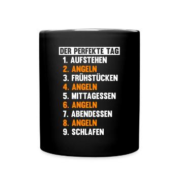 Angel Fischen Angeln Angler - Tasse einfarbig - Schwarz - Vorne