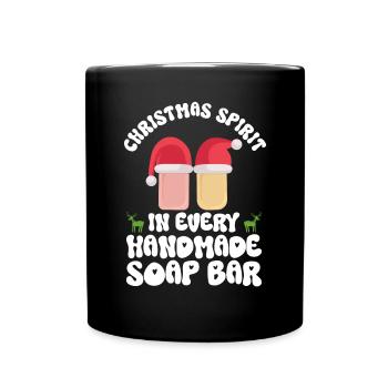 Soap making Christmas soap boiler saying - Full Colour Mug - black - Front
