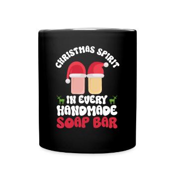 Soap making Christmas soap boiler saying - Full Colour Mug - black - Front