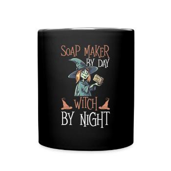 Soap making Halloween soap boiler saying - Full Colour Mug - black - Front