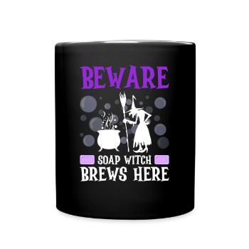 Soap making Halloween soap boiler saying - Full Colour Mug - black - Front
