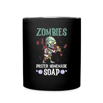 Soap making Halloween soap boiler saying - Full Colour Mug - black - Front