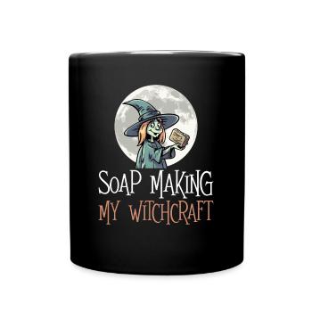Soap making Halloween soap boiler saying - Full Colour Mug - black - Front