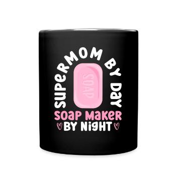 Fabrication de savon maman savonneuse disant maman - Mug uni - noir - Devant
