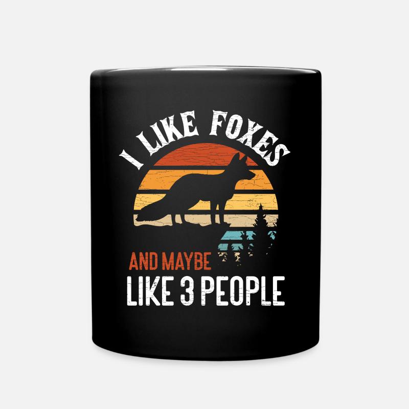 Retro Fuchs Füchse - Tasse einfarbig - Schwarz
