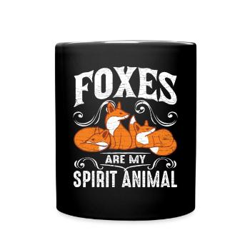 Füchse Geschenk - Tasse einfarbig - Schwarz - Vorne