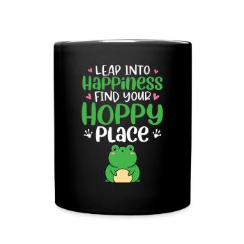 Frog Leap Into Happiness Find Your Hoppy Place Her - Full Colour Mug - black - Front
