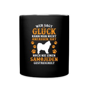 Noch nie Samojede gestreichelt Samojedenspitz - Tasse einfarbig - Schwarz - Vorne