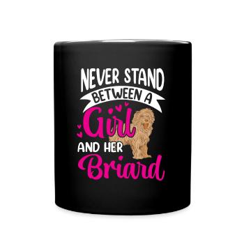 Girl and her Briard Berger de Brie - Full Colour Mug - black - Front