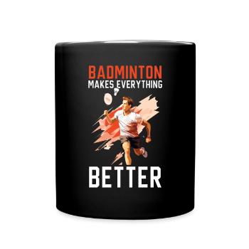 Shuttlecock Badminton Player Smash Racquet Sports - Full Colour Mug - black - Front