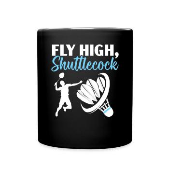 Shuttlecock Badminton Player Smash Racquet Sports - Full Colour Mug - black - Front