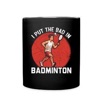 Shuttlecock Badminton Player Smash Racquet Sports - Full Colour Mug - black - Front