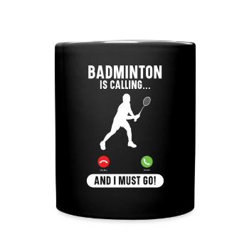 Shuttlecock Badminton Player Smash Racquet Sports - Full Colour Mug - black - Front