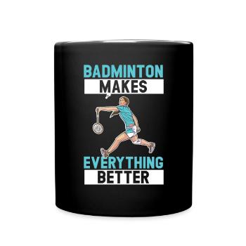 Shuttlecock Badminton Player Smash Racquet Sports - Full Colour Mug - black - Front