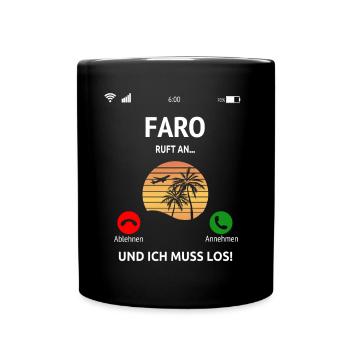 Faro Algarve Portugal Urlaub Idee - Tasse einfarbig - Schwarz - Vorne