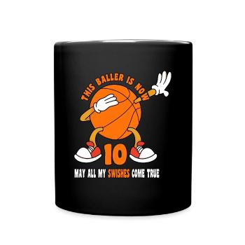 10 Year Old Happy 10th Birthday Basketball 10th - Full Colour Mug - black - Front