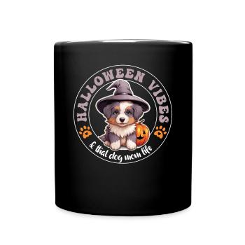 Halloween Chapeau de Sorcière Citrouille Chien Berger Australien - Mug uni - noir - Devant