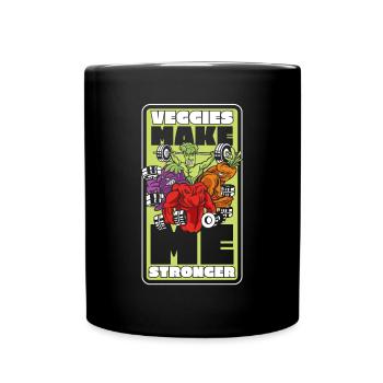 Veggies Make Me Stronger Vegans Plant-Based - Full Colour Mug - black - Front