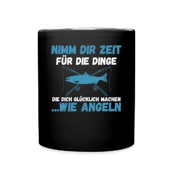 Angel Fischen Angeln Angler - Tasse einfarbig - Schwarz - Vorne