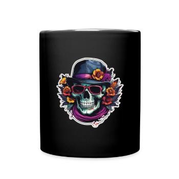 Skull Sonnenbrille Skulls Totenkopf Totenköpfe - Tasse einfarbig - Schwarz - Vorne
