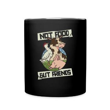 Not Food But Friends Vegan Vegans Plant-Based - Full Colour Mug - black - Front