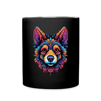 Welsh Corgi Colorful - Tasse einfarbig - Schwarz - Vorne