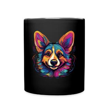 Welsh Corgi Colorful - Tasse einfarbig - Schwarz - Vorne