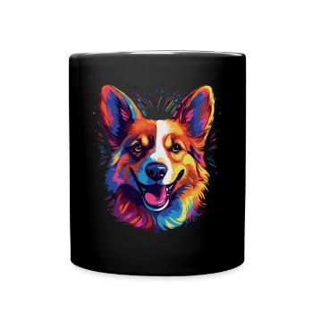 Welsh Corgi Colorful - Tasse einfarbig - Schwarz - Vorne