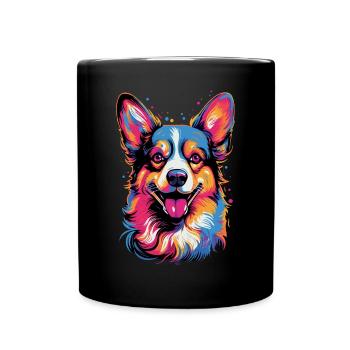 Welsh Corgi Colorful - Tasse einfarbig - Schwarz - Vorne