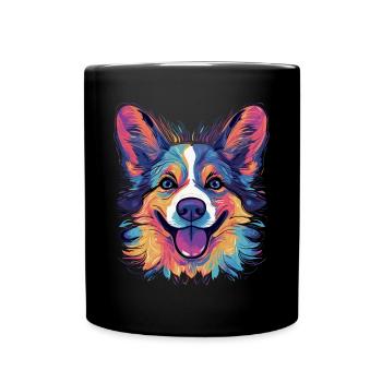 Welsh Corgi Colorful - Tasse einfarbig - Schwarz - Vorne